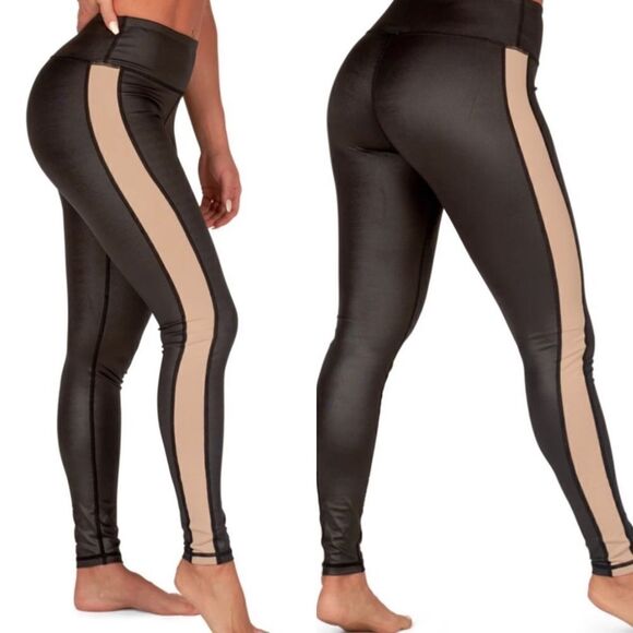 Corio Active Luxe Lavish Legging With Nude Stripe‎ Black Size S - Picture 1 of 10